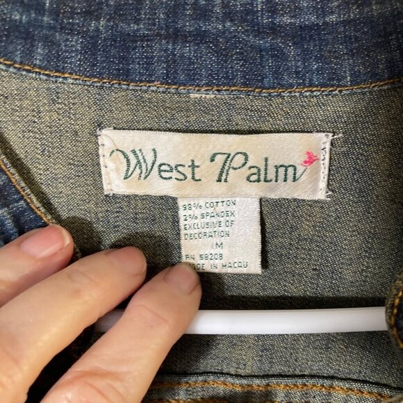 Womens Vintage‎ West Palm Blues Embroidered Denim Jacket Flowers Blue M - Picture 9 of 9